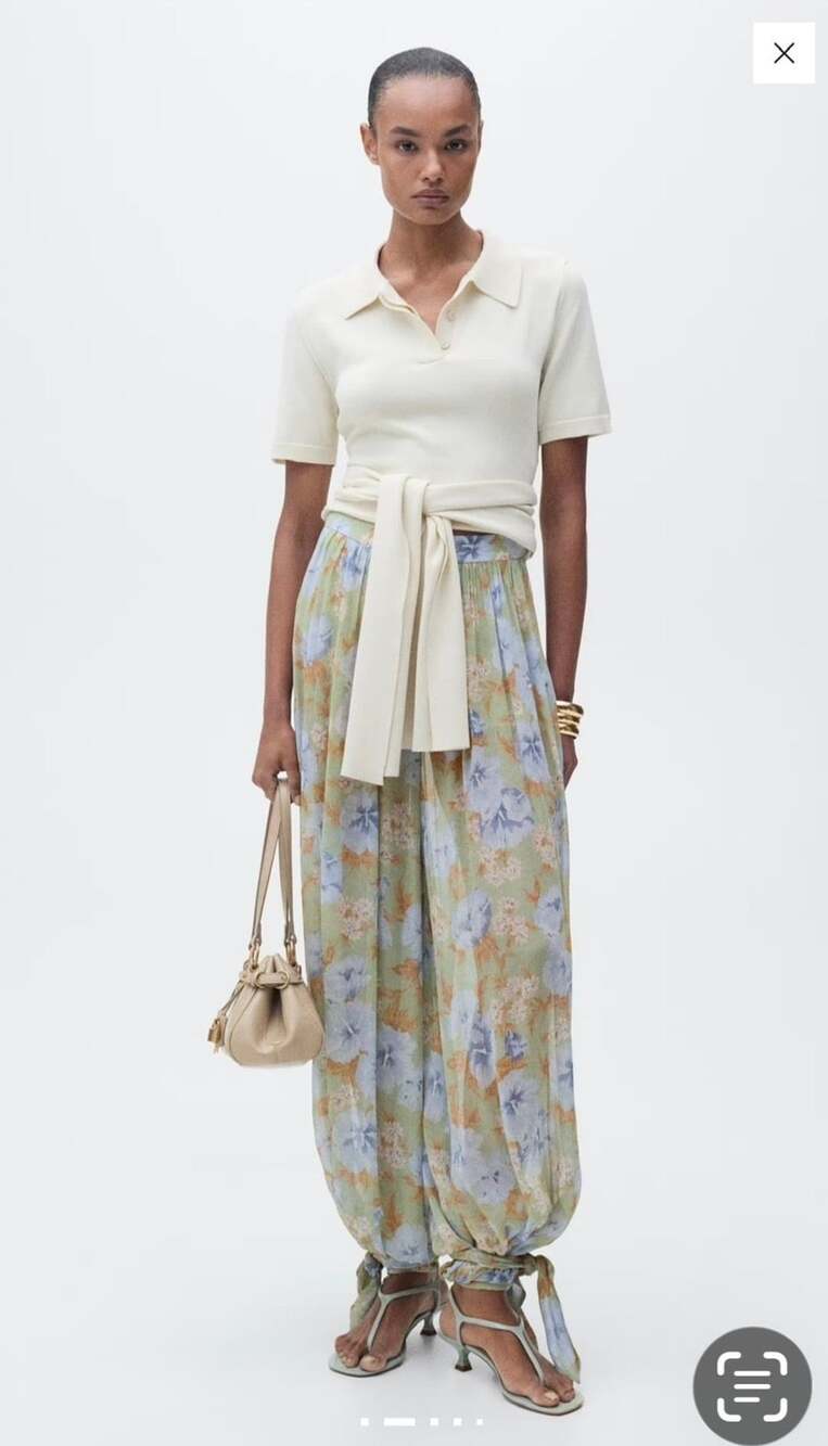MANGO Floral Balloon Leg Pants- Size Small. NWT! MSRP$180.